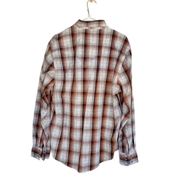 WRANGLER Vintage Western plaid button down Mens size L - Picture 2 of 8